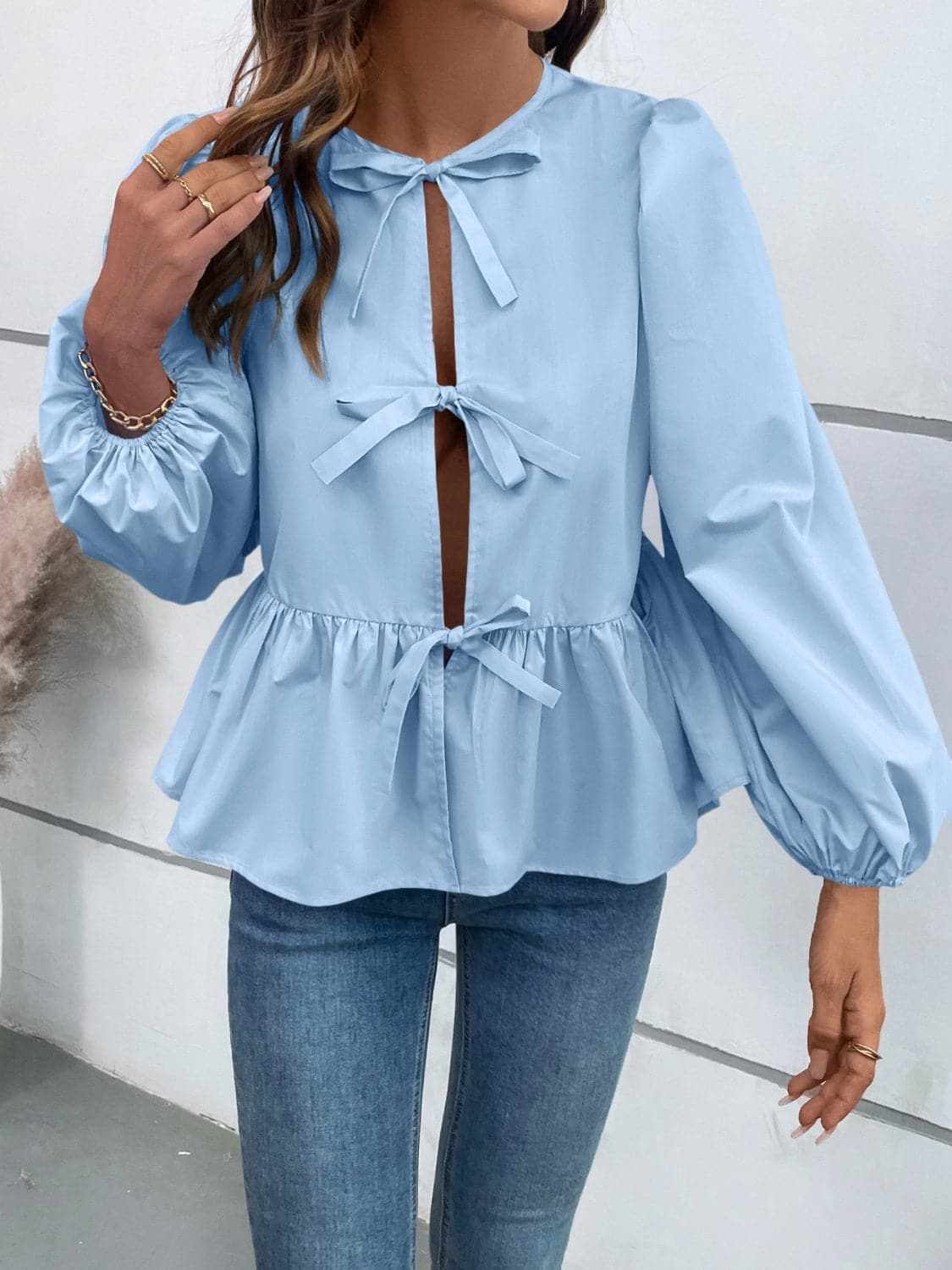 Chic long sleeve peplum top - Love Salve